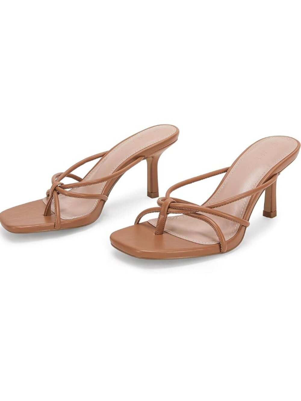 LAICIGO Women Square Open Toe Stiletto Flip Flop Mule Sandals